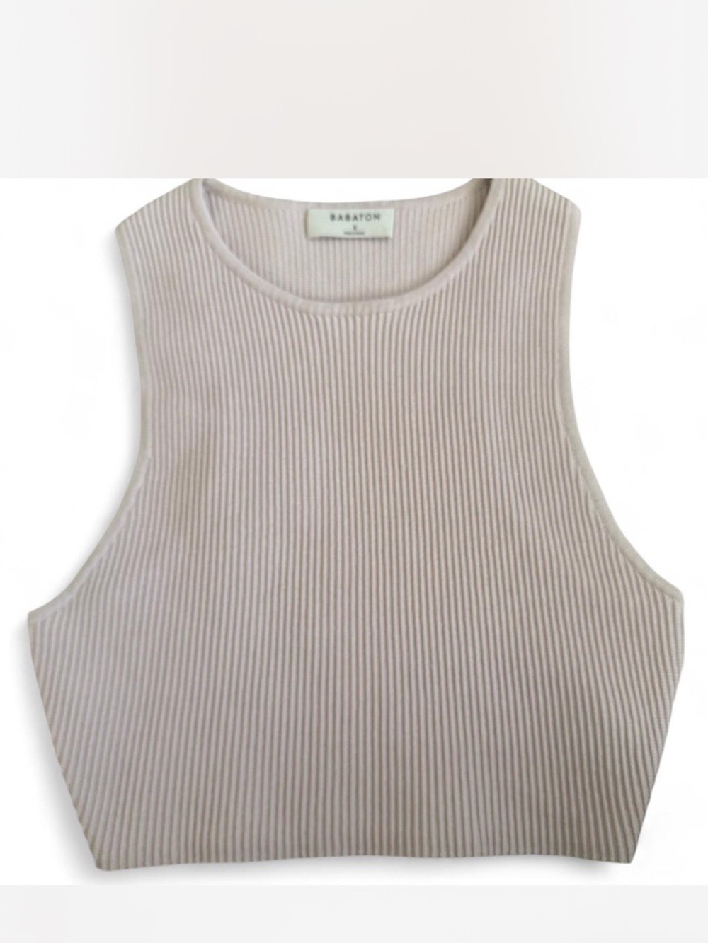 Babaton Ribbed Crop Tank Top in Taupe